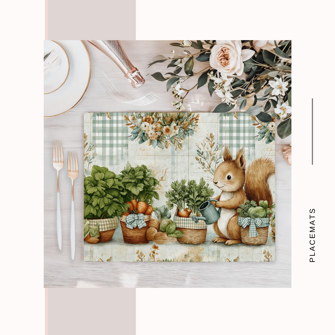 Wooden Placemats – (Set of 6) Vegetable Garden