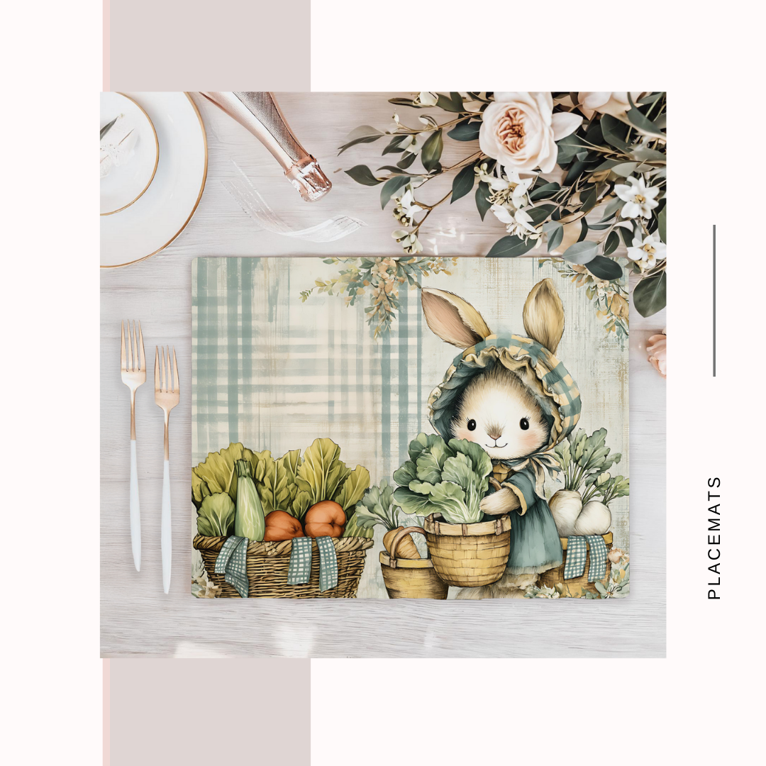 Wooden Placemats – (Set of 6) Vegetable Garden