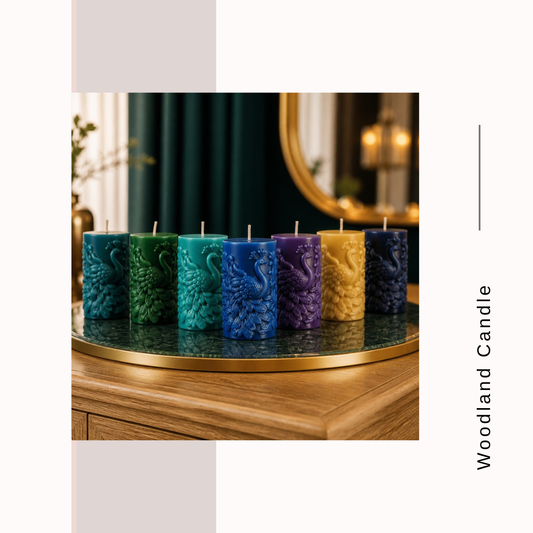 Woodland Whispers Peacock Candles
