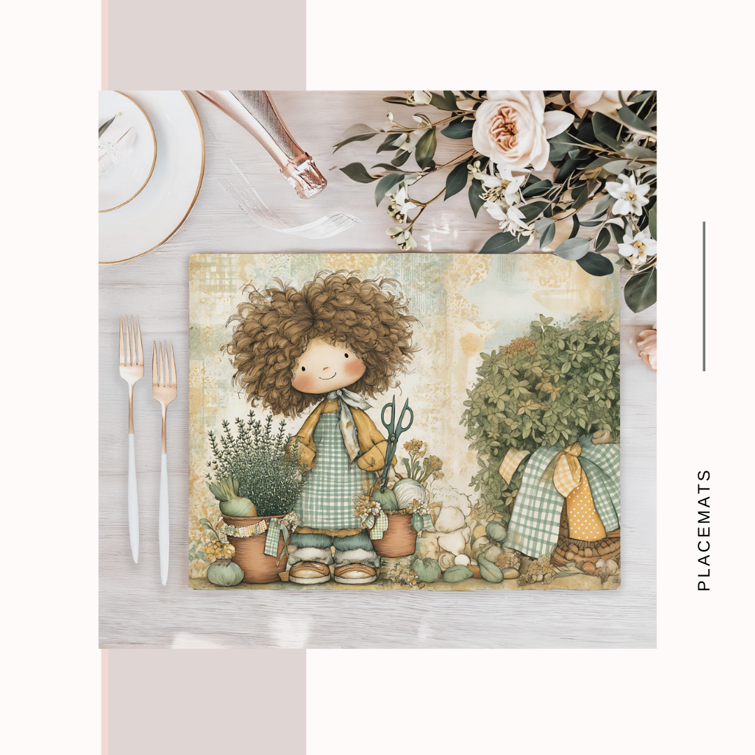 Wooden Placemats – (Set of 6) Vegetable Garden