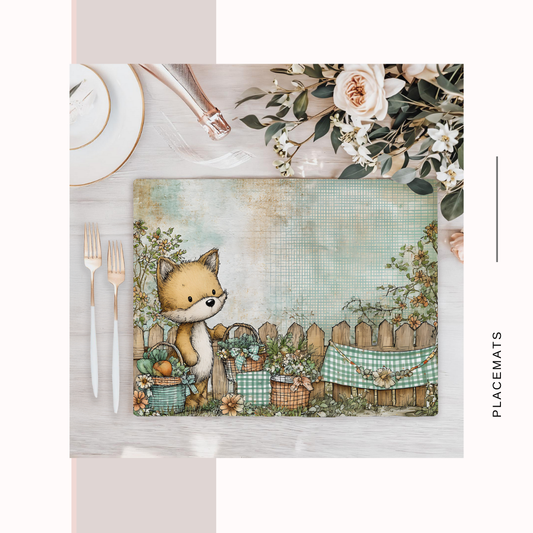 Wooden Placemats – (Set of 6) Vegetable Garden