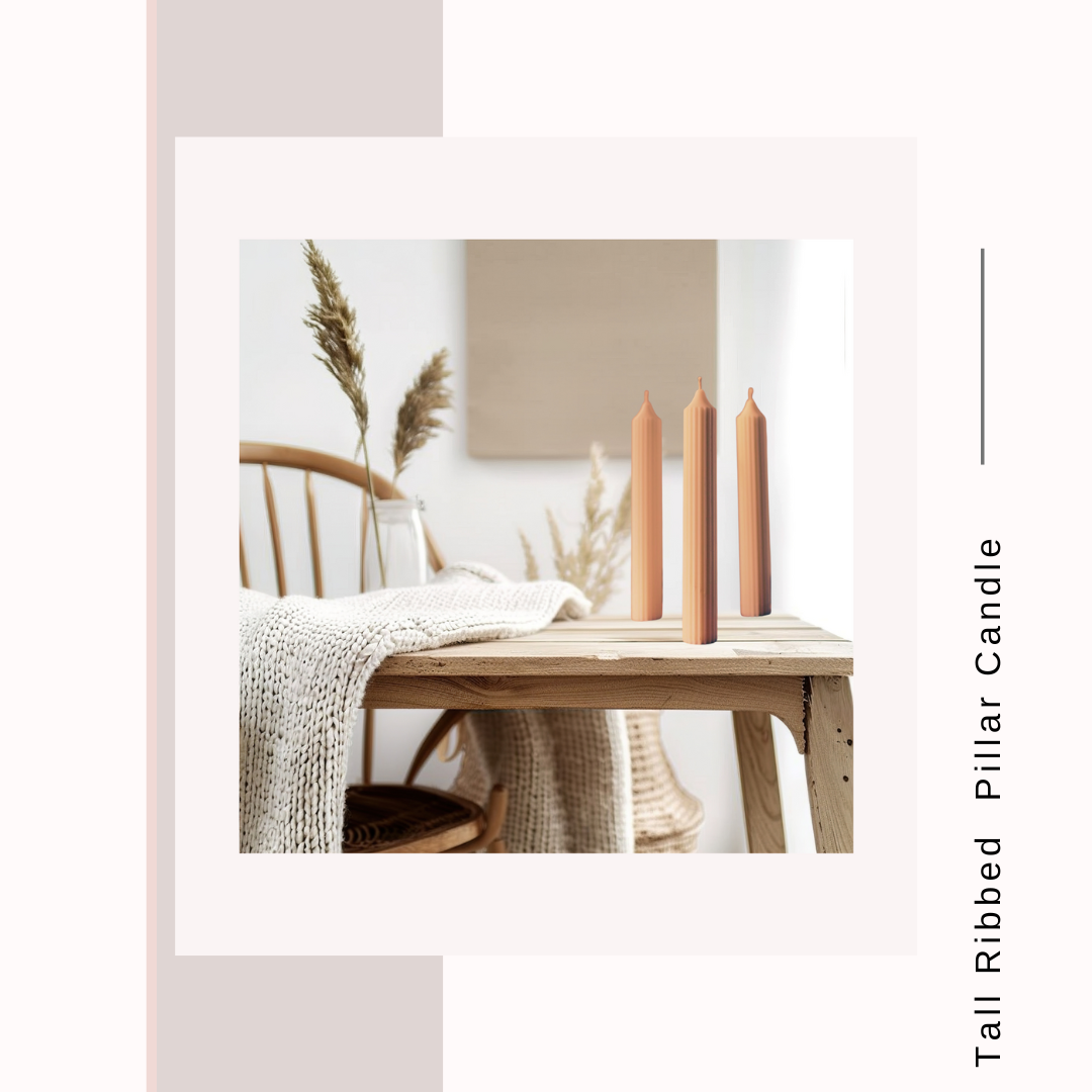 Tall Ribbed Taper Candle