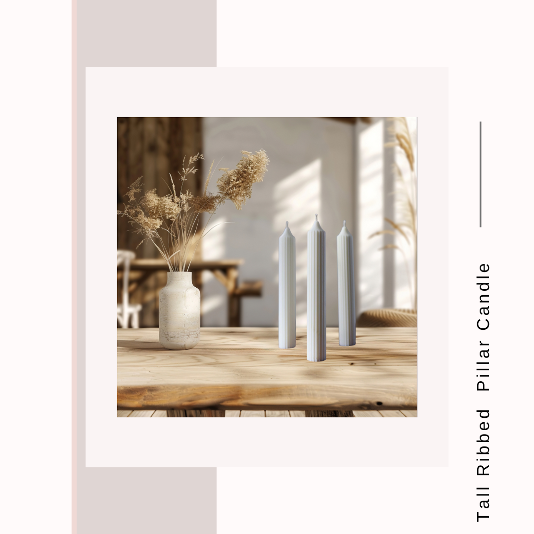 Tall Ribbed Taper Candle