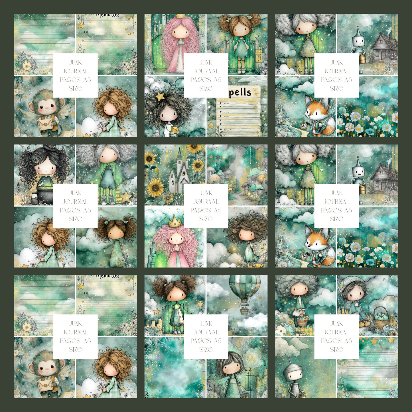 Illustrated Junk Journal Pages Wicca/Pagan/Goth