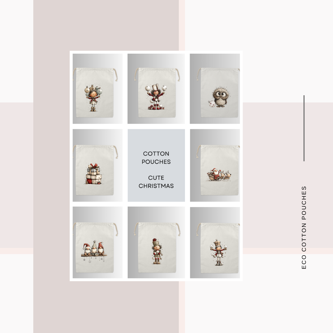 Cotton Cloth Cute Christmas Pouches