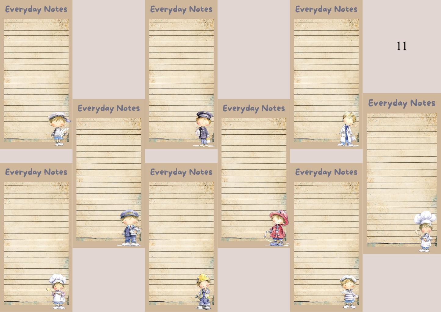 Illustrated Notepads Long (Set of 6)