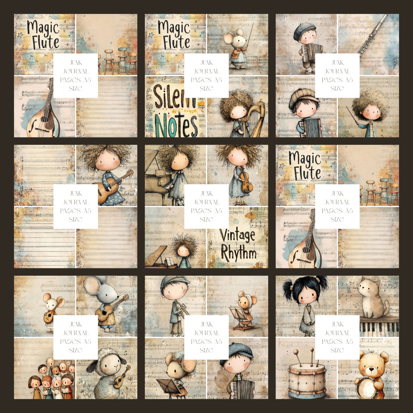 Illustrated Junk Journal Pages Musical