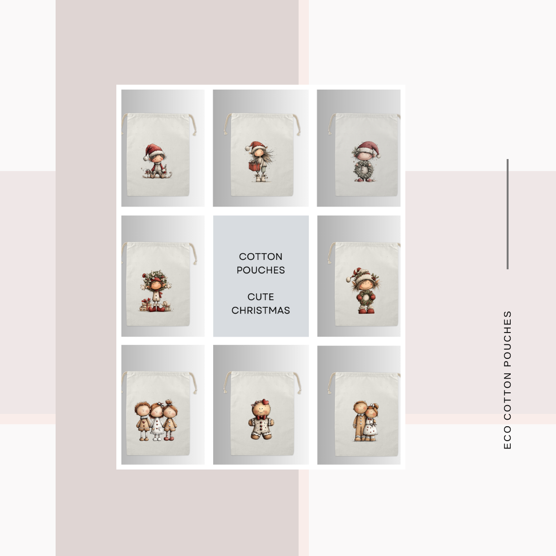 Cotton Cloth Cute Christmas Pouches