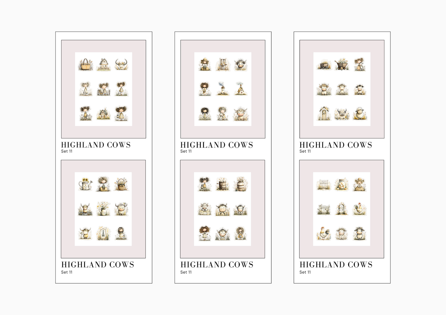 Sticker Sheets Highland Cows