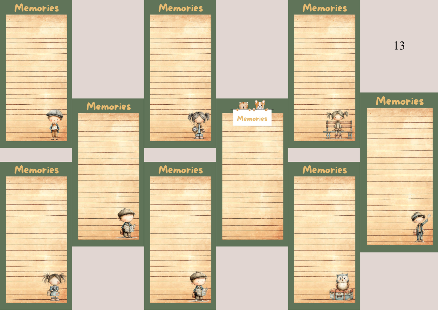 Illustrated Notepads Long (Set of 6)