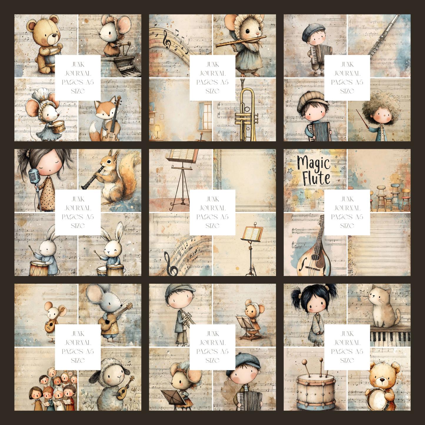 Illustrated Junk Journal Pages Musical