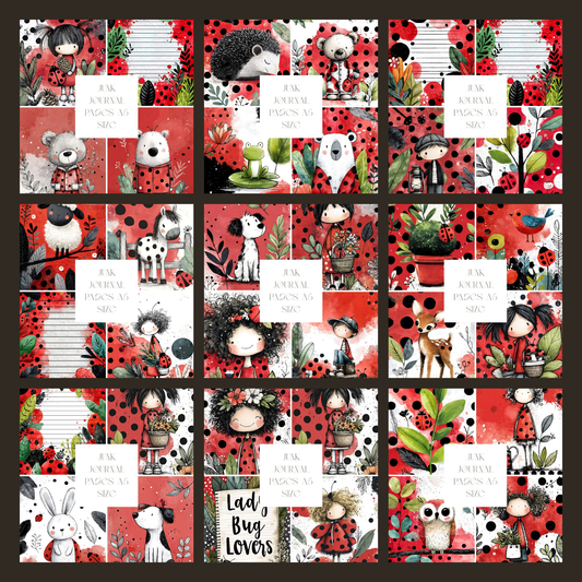 Illustrated Junk Journal Pages Lady Bug