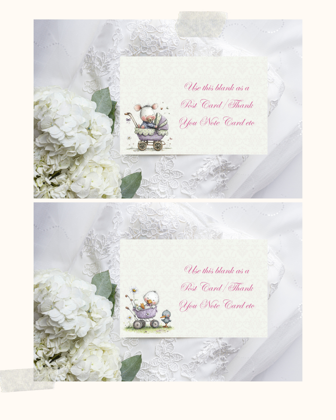 Illustrated Baby Shower Postcards