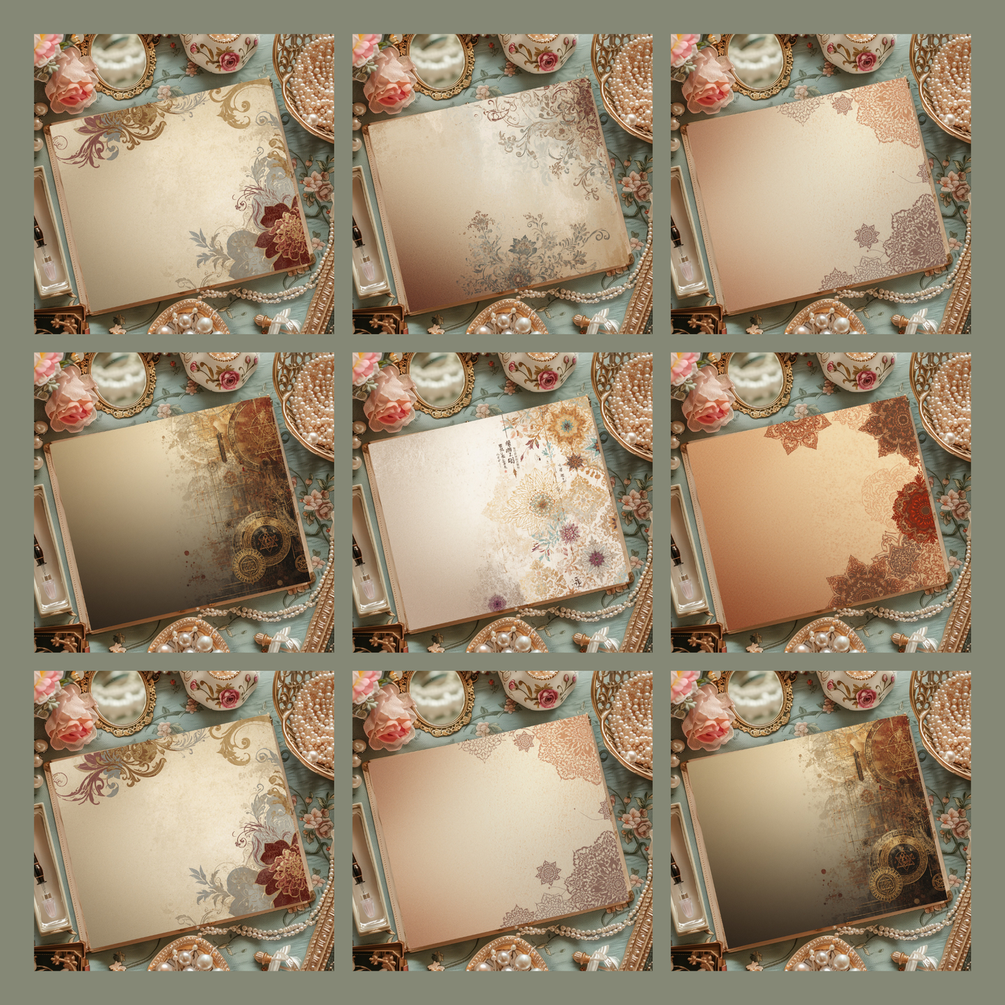 Illustrated Junk Journal Horizontal Pages Florals