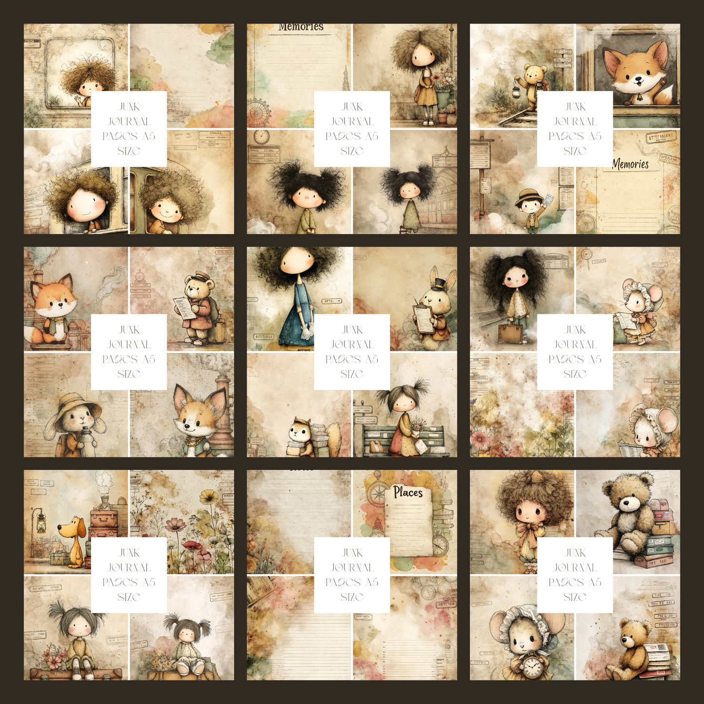 Illustrated Junk Journal Pages Train Station