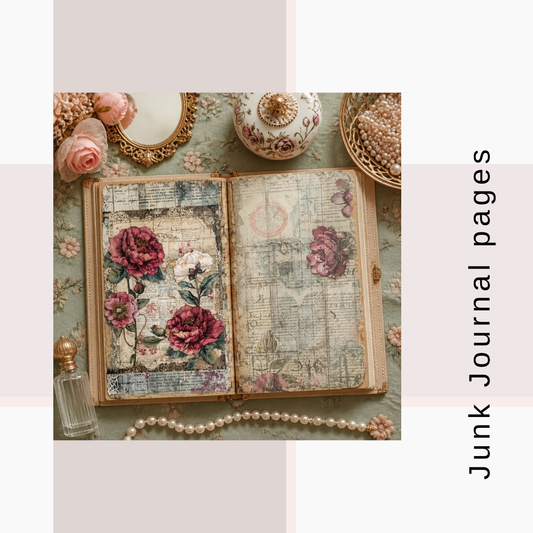 Illustrated Junk Journal Horizontal Pages Shabby Chic