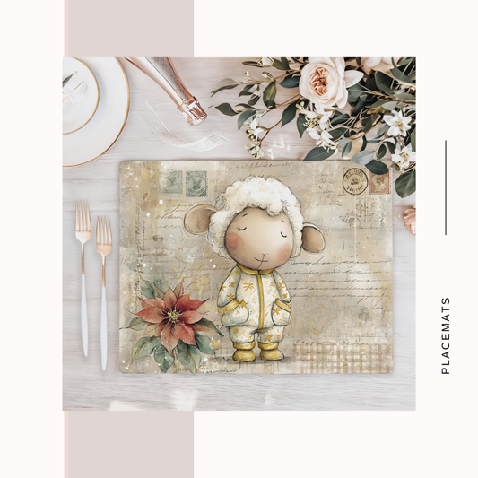 Wooden Placemats – (Set of 6) Warm Xmas