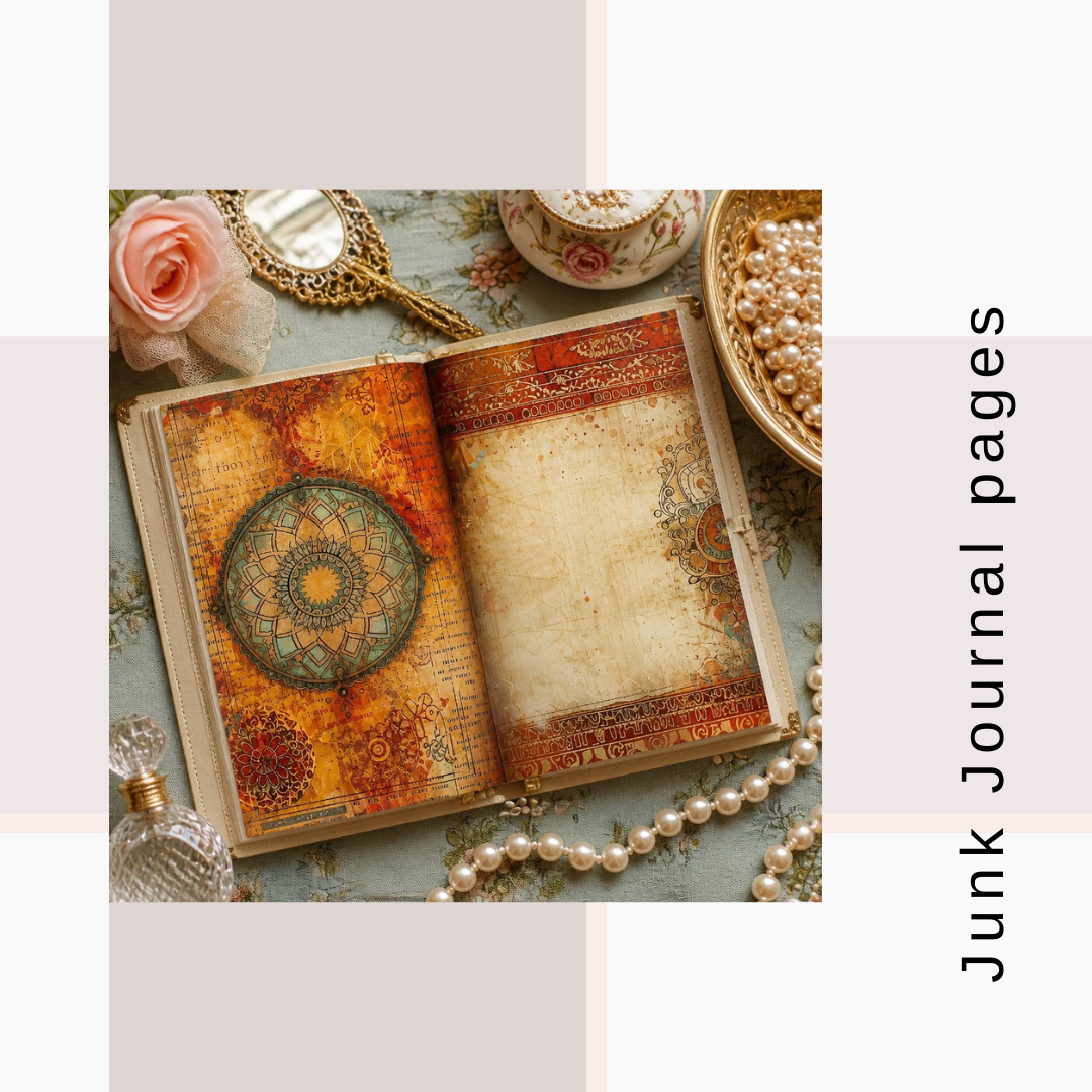 Illustrated Junk Journal Horizontal Pages Amber Mandala