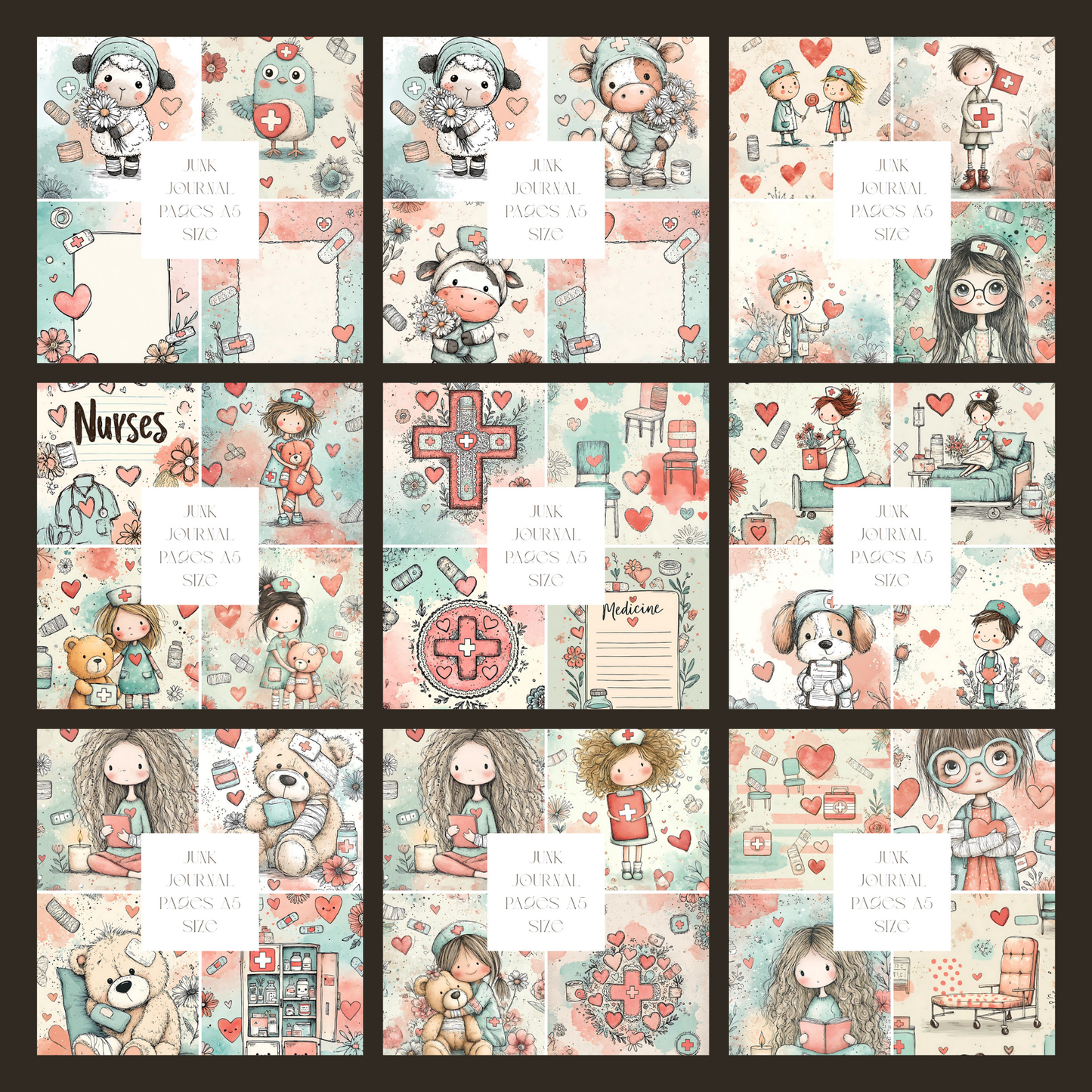 Illustrated Junk Journal Pages Medical Staff