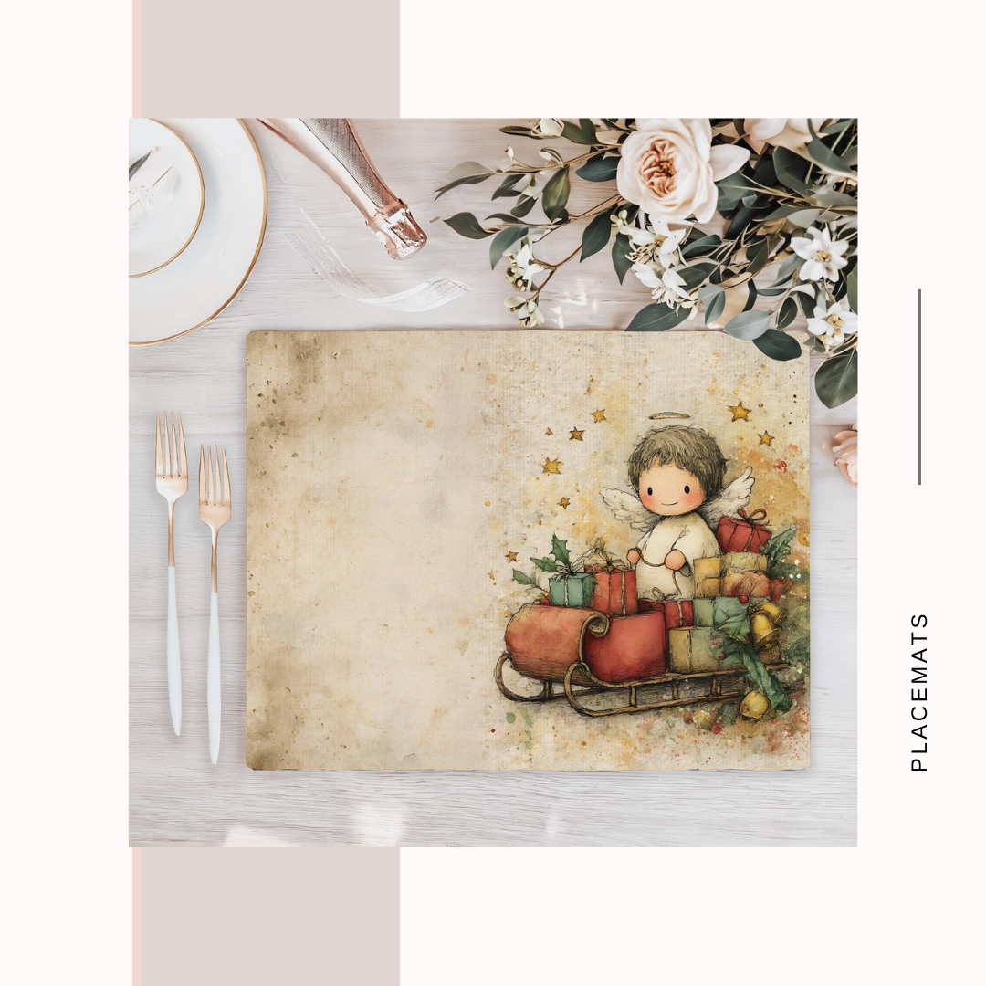 Wooden Placemats – (Set of 6) Warm Xmas