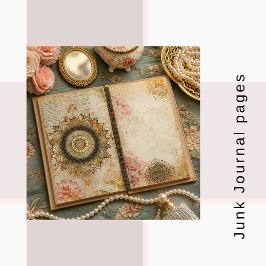 Illustrated Junk Journal Horizontal Pages Boho Mandala