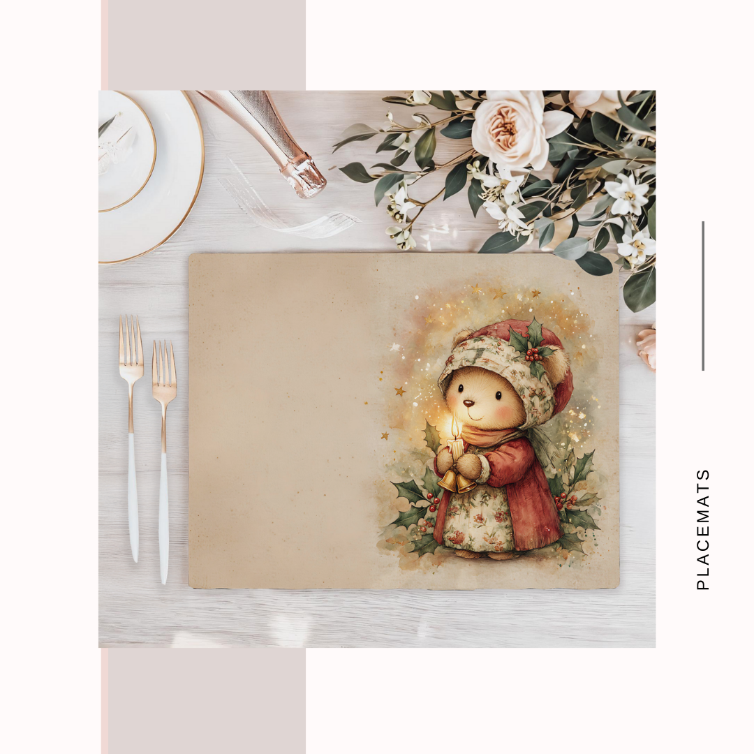 Wooden Placemats – (Set of 6) Warm Xmas
