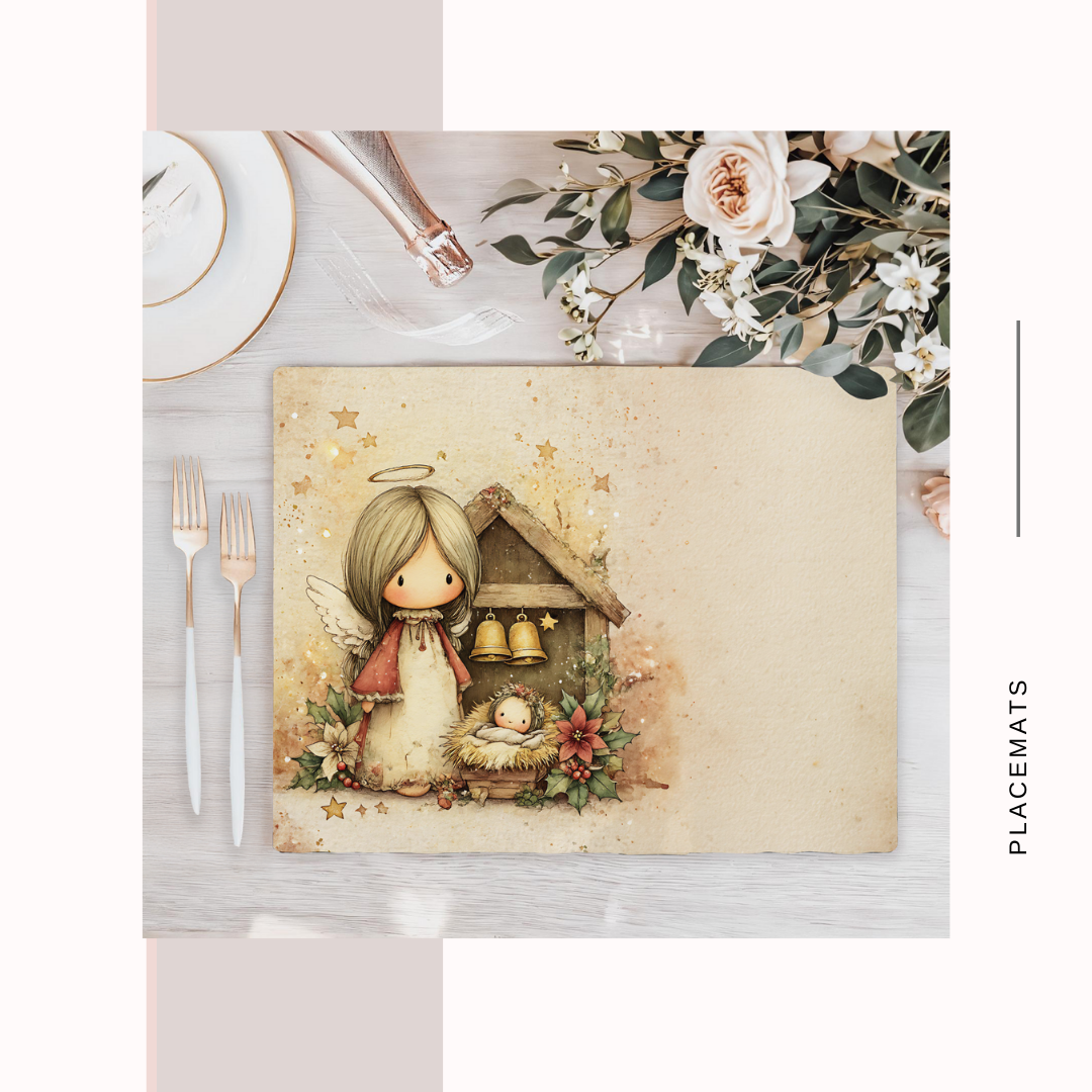 Wooden Placemats – (Set of 6) Warm Xmas