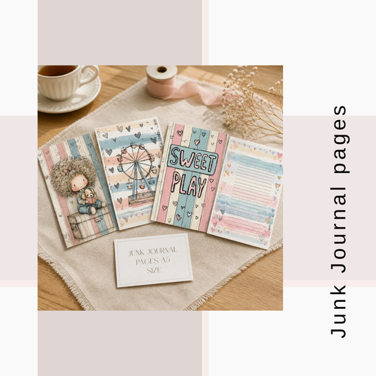 Illustrated Junk Journal Pages Pastel Lines