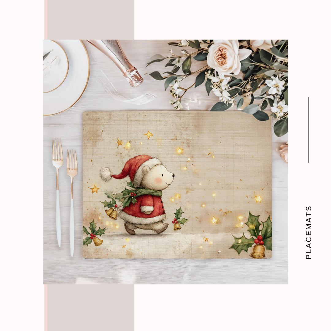 Wooden Placemats – (Set of 6) Warm Xmas