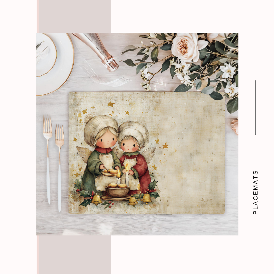 Wooden Placemats – (Set of 6) Warm Xmas