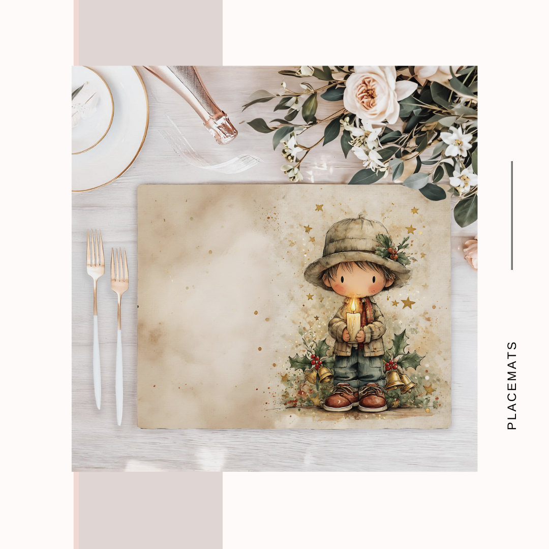 Wooden Placemats – (Set of 6) Warm Xmas