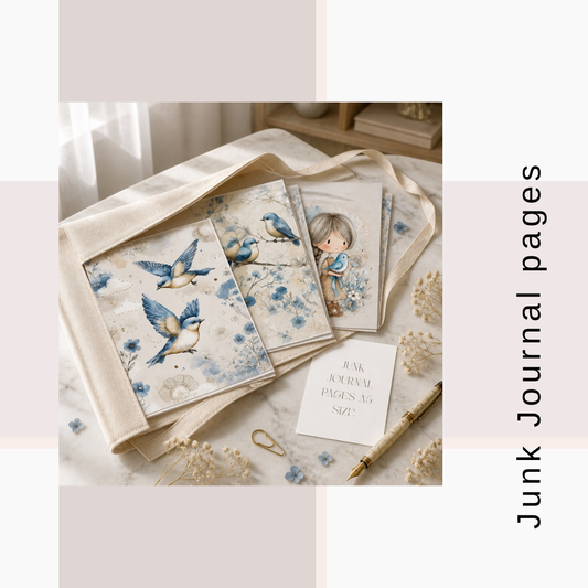 Illustrated Junk Journal Pages Blue Bird