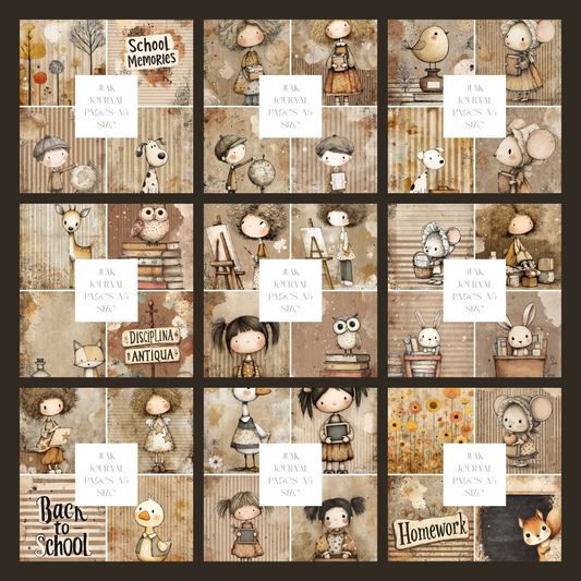 Illustrated Junk Journal Pages School