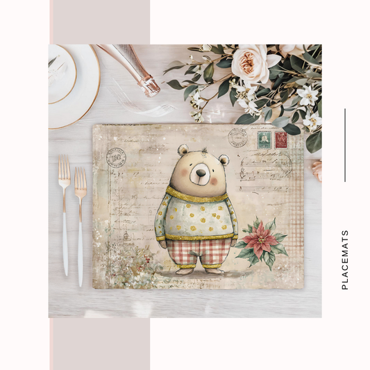 Wooden Placemats – (Set of 6) Poinsettias