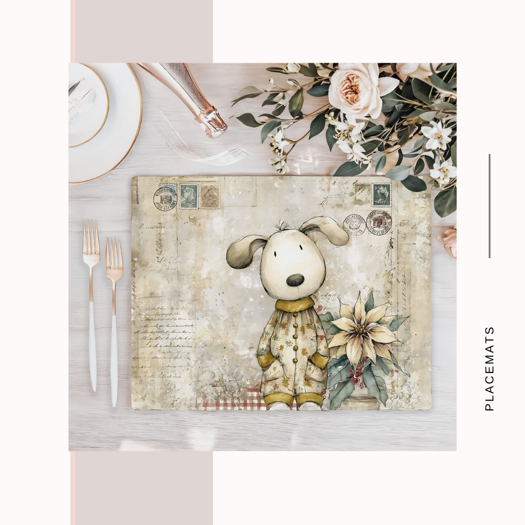 Wooden Placemats – (Set of 6) Poinsettias