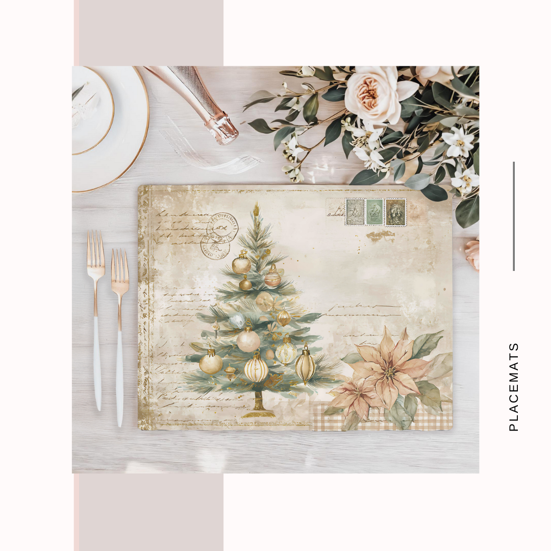 Wooden Placemats – (Set of 6) Poinsettias