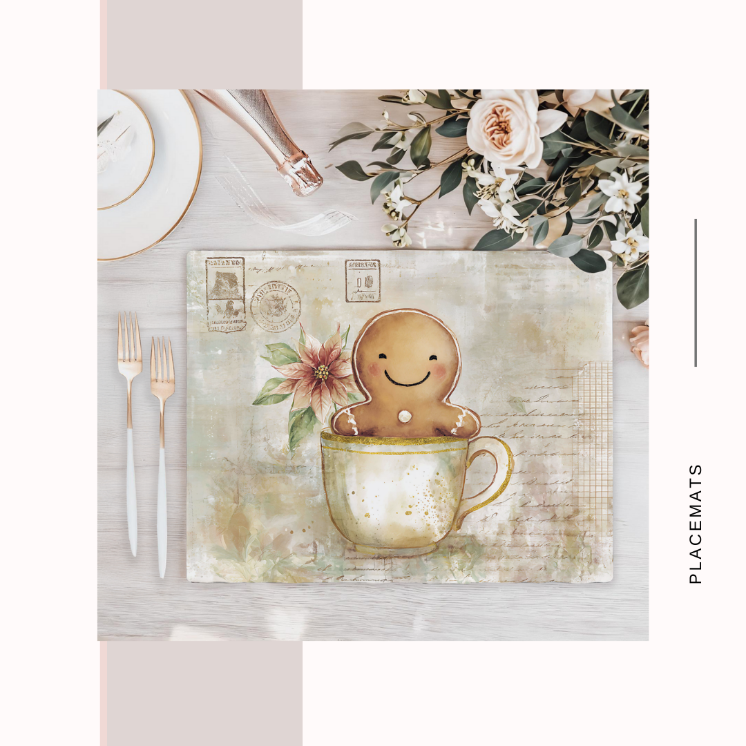Wooden Placemats – (Set of 6) Poinsettias