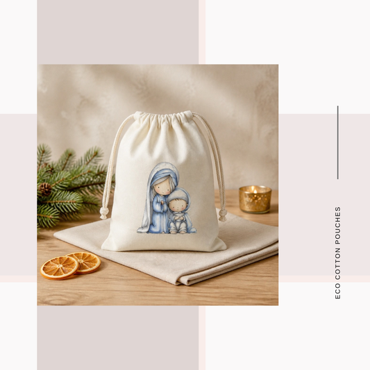 Cotton Cloth Pouches Christmas Blessings