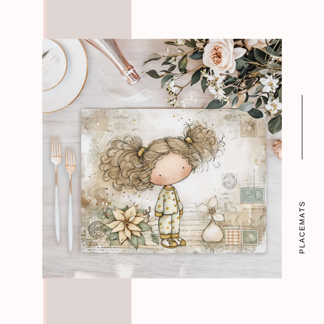 Wooden Placemats – (Set of 6) Poinsettias