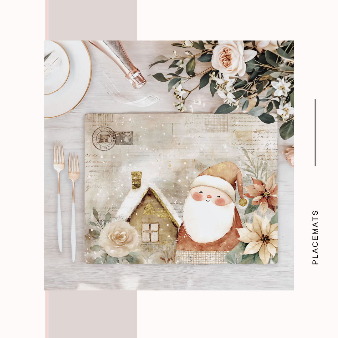 Wooden Placemats – (Set of 6) Poinsettias