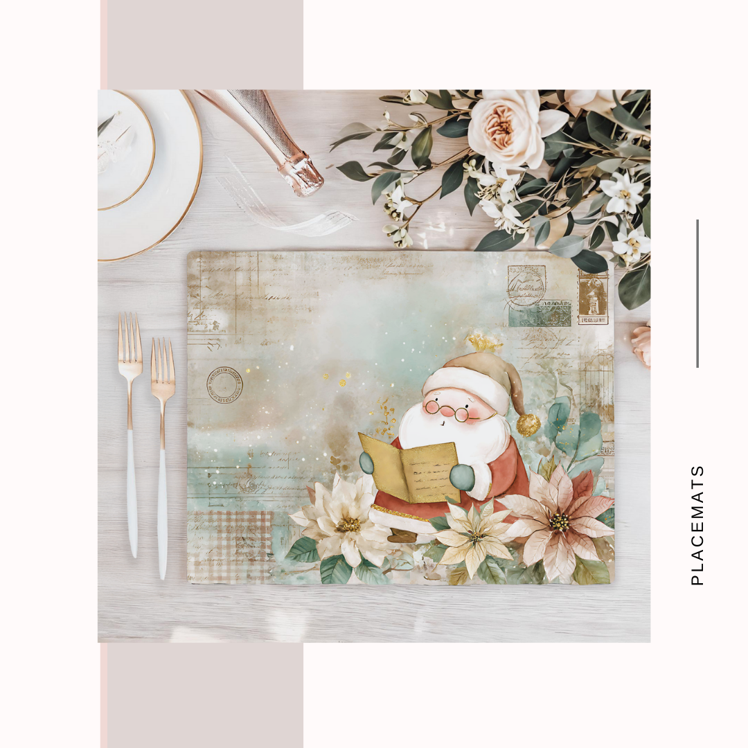 Wooden Placemats – (Set of 6) Poinsettias