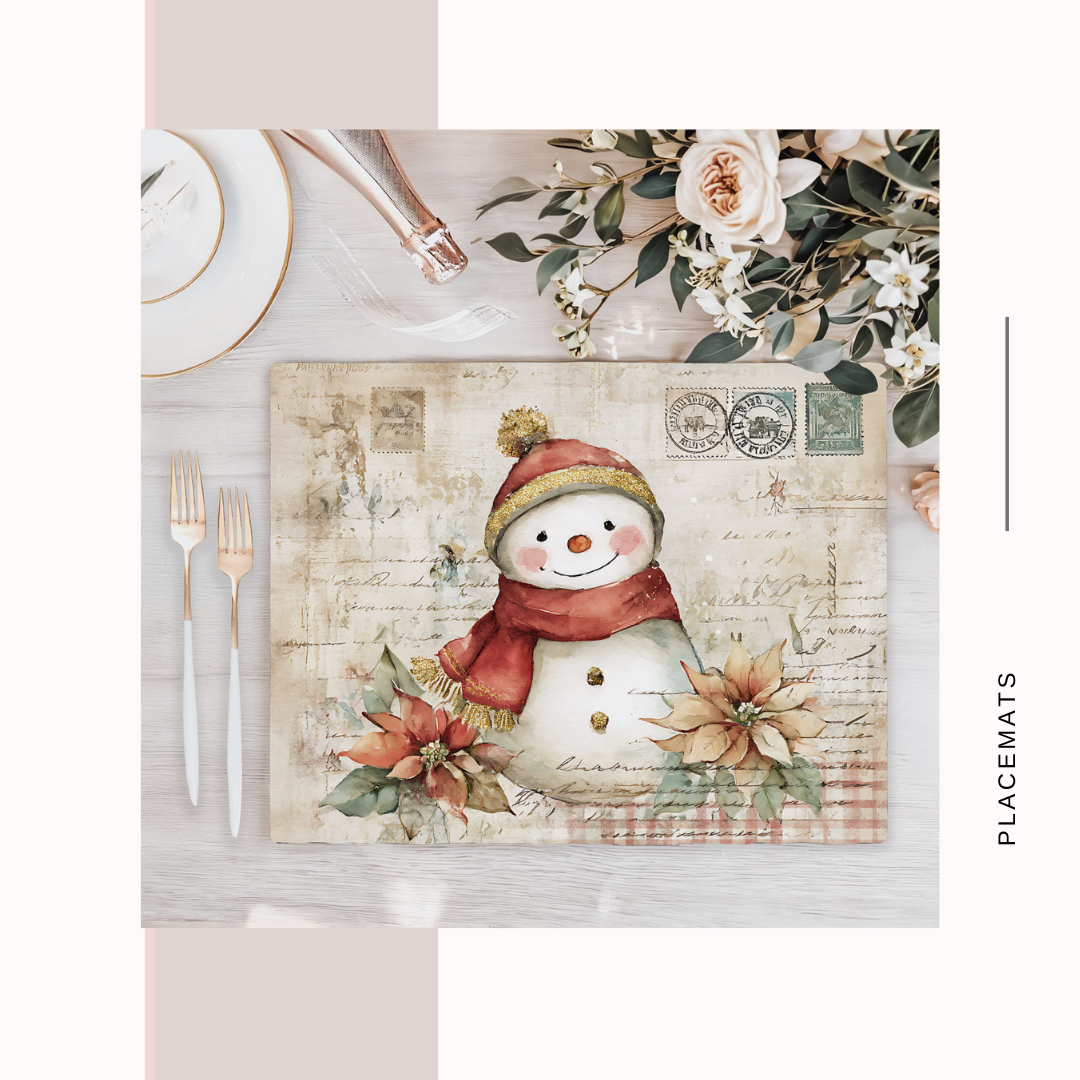 Wooden Placemats – (Set of 6) Poinsettias
