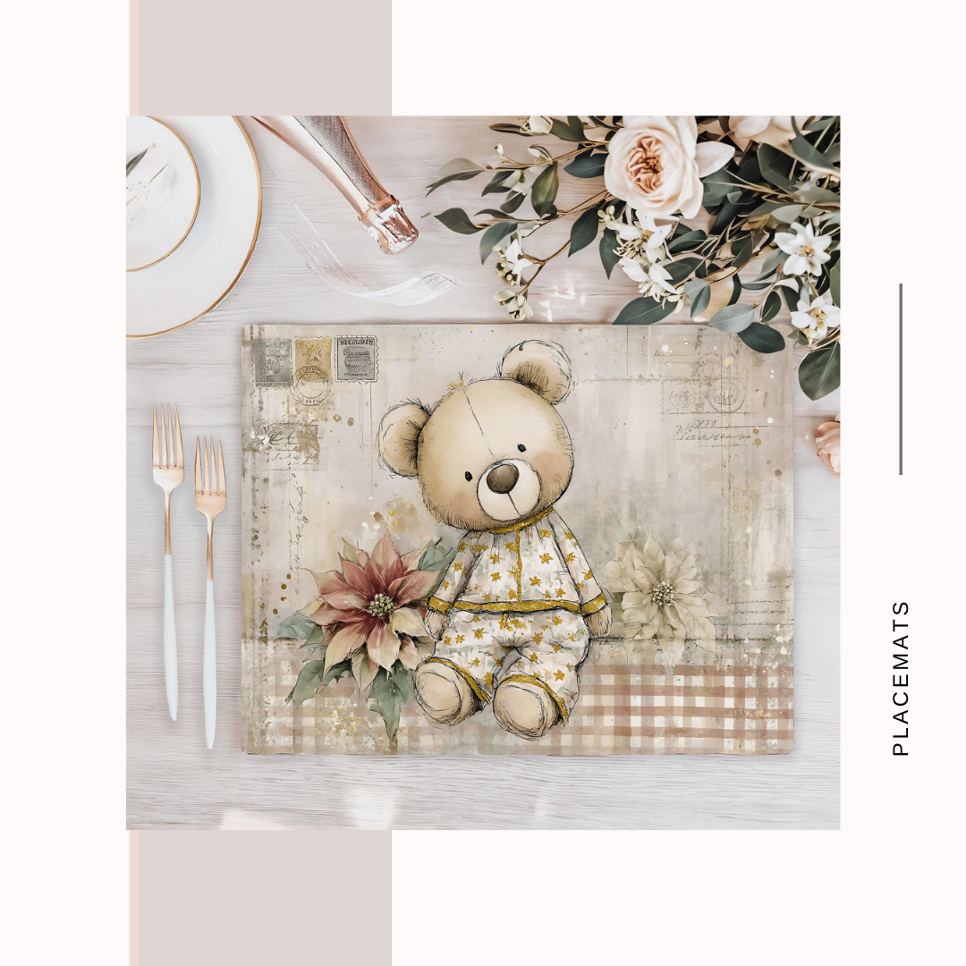 Wooden Placemats – (Set of 6) Poinsettias