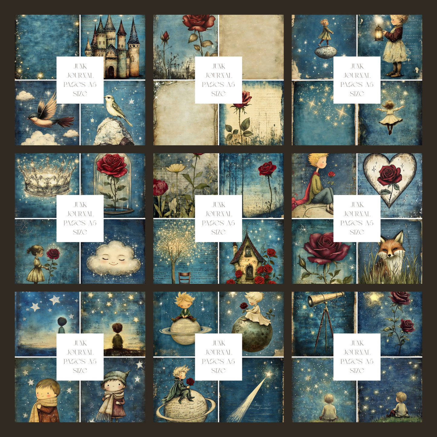 Illustrated Junk Journal Pages Celestial