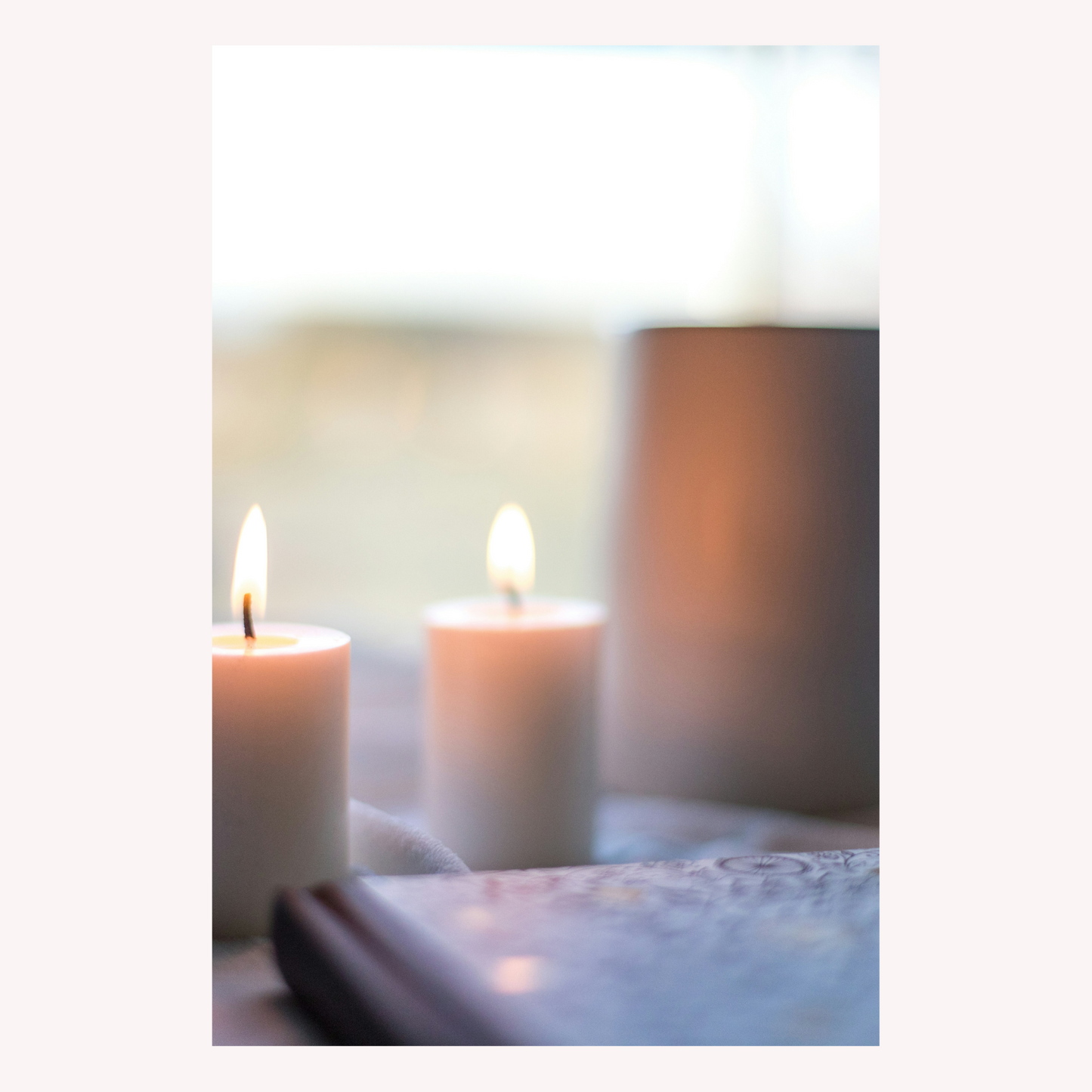 White Pillar Candles: