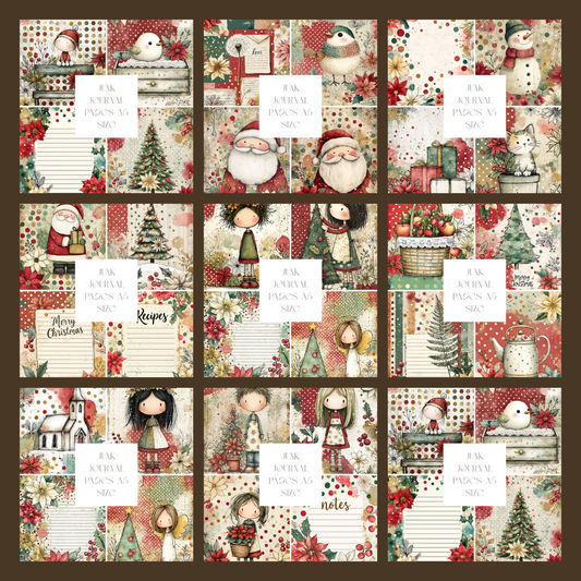 Illustrated Junk Journal Pages Red Christmas