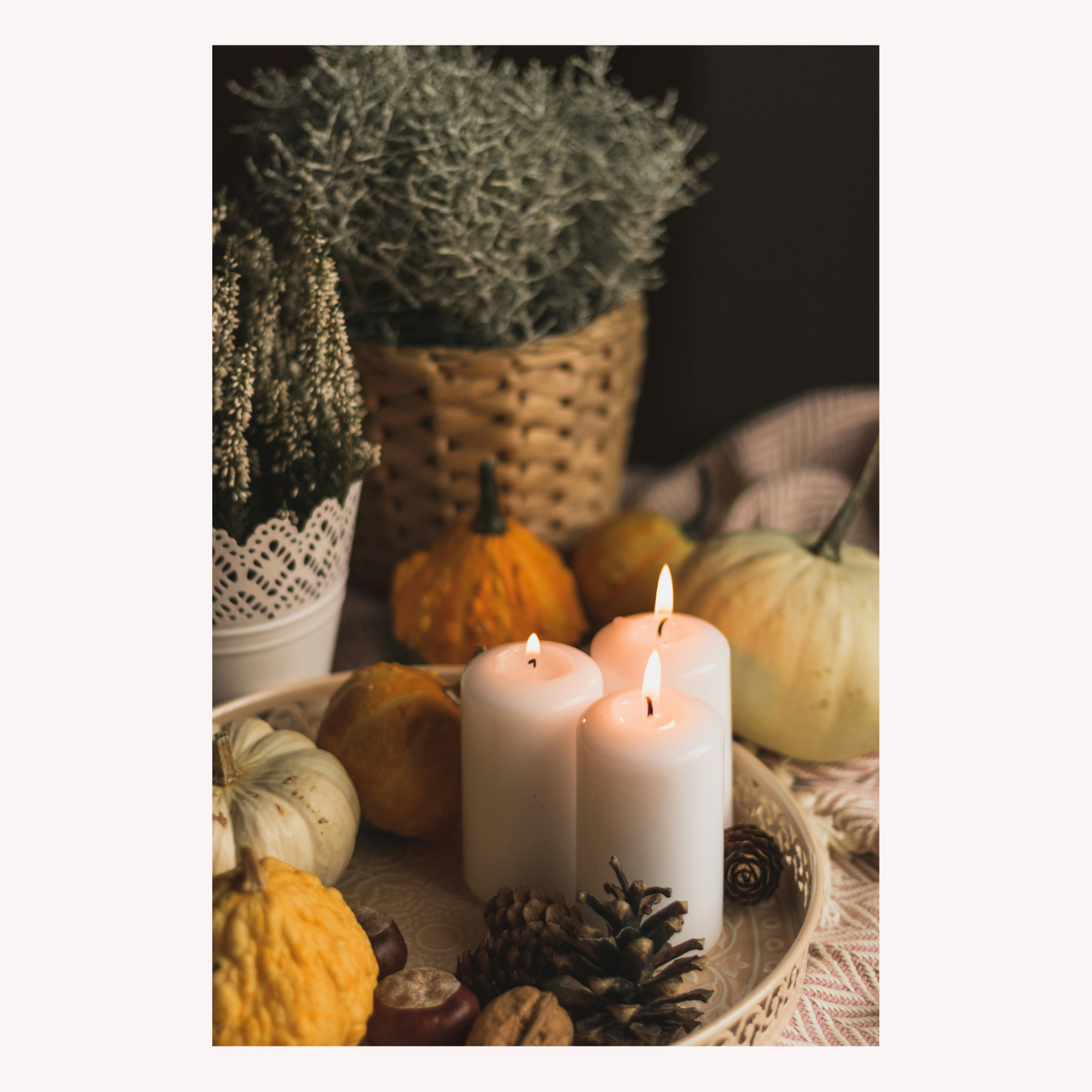 White Pillar Candles: