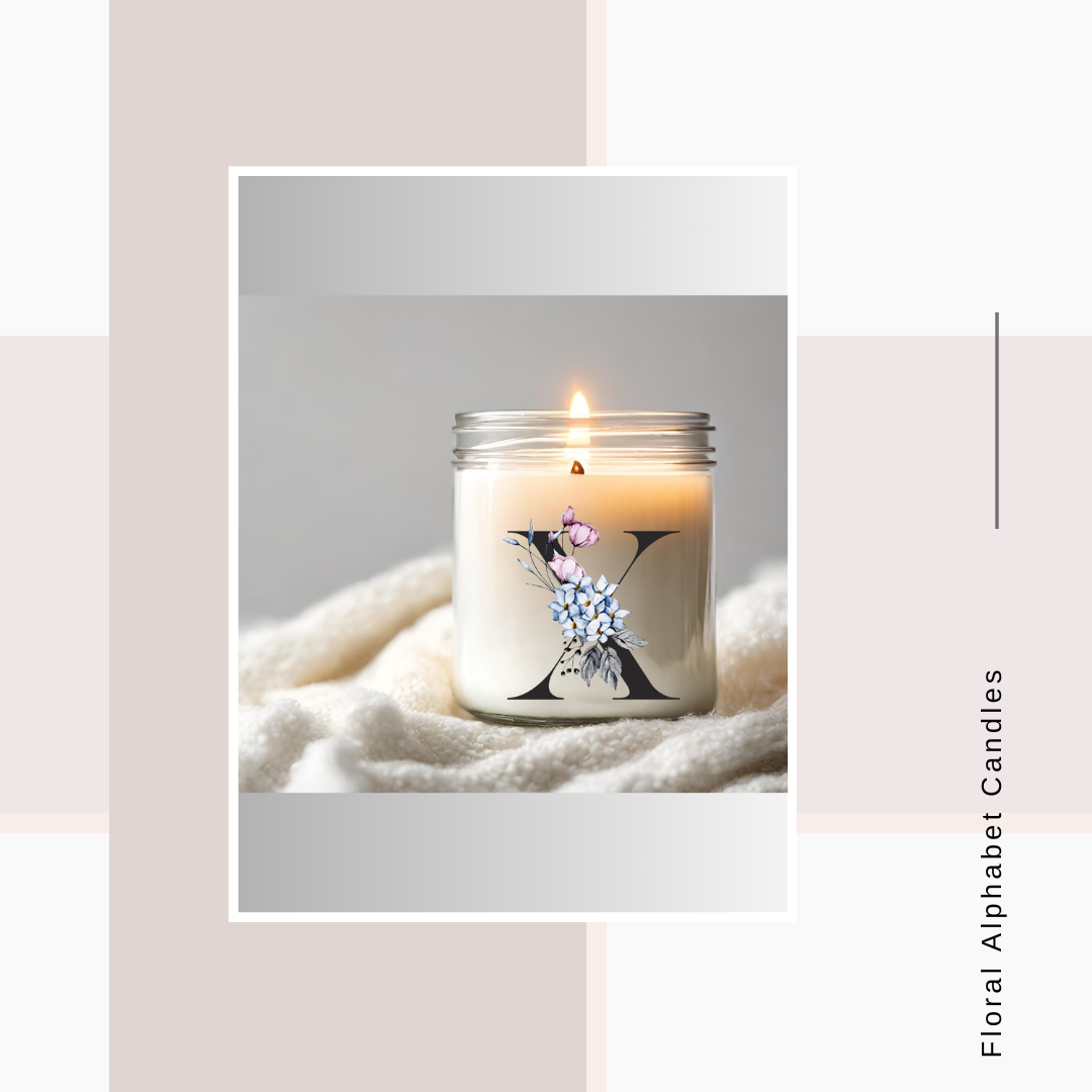 Floral Alphabet Glass Votive Candle Favours