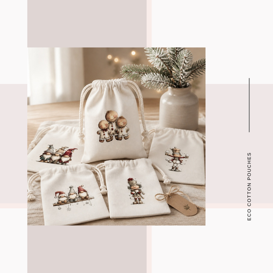 Cotton Cloth Cute Christmas Pouches
