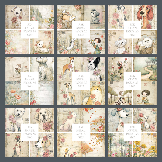 Illustrated Junk Journal Pages Dog